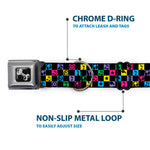 Dog Bone Seatbelt Buckle Collar - Musical Checkers Black/Neon