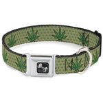 Buckle-Down Seatbelt Buckle Dog Collar - Marijuana Garden Tan/Green
