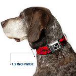 Dog Bone Seatbelt Buckle Collar - Mom & Dad CLOSE-UP Red