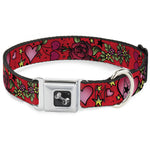 Dog Bone Seatbelt Buckle Collar - Mom & Dad CLOSE-UP Red