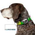Load image into Gallery viewer, Dog Bone Seatbelt Buckle Collar - Monsters CLOSE-UP Black