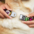 Load image into Gallery viewer, Dog Bone Seatbelt Buckle Collar - Monsters CLOSE-UP Black