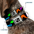 Load image into Gallery viewer, Dog Bone Seatbelt Buckle Collar - Mustaches Black/Multi Color