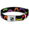 Load image into Gallery viewer, Dog Bone Seatbelt Buckle Collar - Mustaches Black/Multi Color