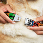 Dog Bone Seatbelt Buckle Collar - Mustaches Multi Color Blocks/Black