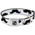 Load image into Gallery viewer, Dog Bone Seatbelt Buckle Collar - Mustaches White/Black