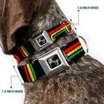 Dog Bone Seatbelt Buckle Collar - Maze Lines Black/Rasta