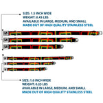 Dog Bone Seatbelt Buckle Collar - Maze Lines Black/Rasta