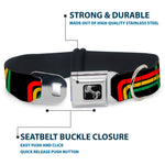 Dog Bone Seatbelt Buckle Collar - Maze Lines Black/Rasta