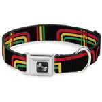 Dog Bone Seatbelt Buckle Collar - Maze Lines Black/Rasta