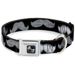 Dog Bone Seatbelt Buckle Collar - Mustaches Black/Sketch