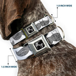 Dog Bone Seatbelt Buckle Collar - Mustaches White/Sketch