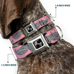Dog Bone Seatbelt Buckle Collar - Mustaches Pink/Sketch