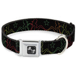Dog Bone Seatbelt Buckle Collar - Mud Flap Girls w/Star Outline Black/Multi Color
