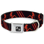 Dog Bone Seatbelt Buckle Collar - Mud Flap Girls w/Stripes Black/Red/Orange
