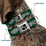 Dog Bone Seatbelt Buckle Collar - Mustaches Green/Sketch