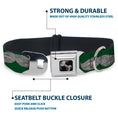 Load image into Gallery viewer, Dog Bone Seatbelt Buckle Collar - Mustaches Green/Sketch