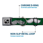 Dog Bone Seatbelt Buckle Collar - Mustaches Green/Sketch