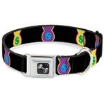 Dog Bone Seatbelt Buckle Collar - Money Bags Black/Multi Color
