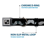 Dog Bone Seatbelt Buckle Collar - Mustache Sketch Black/White