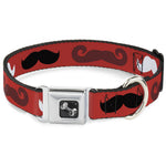 Dog Bone Seatbelt Buckle Collar - Mustaches Red/Brown/White/Black