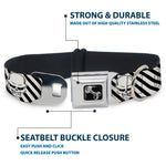 Dog Bone Seatbelt Buckle Collar - Metal Skull Black/White