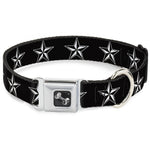 Dog Bone Seatbelt Buckle Collar - Nautical Star Black/White