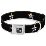 Dog Bone Seatbelt Buckle Collar - Nautical Star Black/White/Multi Color