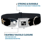 Dog Bone Seatbelt Buckle Collar - Nautical Star Black/White/Rainbow