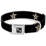 Dog Bone Seatbelt Buckle Collar - Nautical Star Black/White/Rainbow