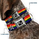 Dog Bone Seatbelt Buckle Collar - Nautical Star Rainbow/White/Black