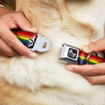 Dog Bone Seatbelt Buckle Collar - Nautical Star Rainbow/White/Black