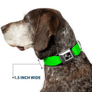 Dog Bone Seatbelt Buckle Collar - Neon Green