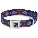 Dog Bone Seatbelt Buckle Collar - Navajo Gray/Blue/Orange/Black