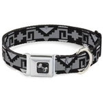 Dog Bone Seatbelt Buckle Collar - Navajo2 Black/Gray