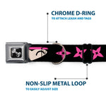 Dog Bone Seatbelt Buckle Collar - Ninja Star Black/Pink