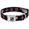 Load image into Gallery viewer, Dog Bone Seatbelt Buckle Collar - Ninja Star Black/Pink