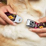 Dog Bone Seatbelt Buckle Collar - Navajo Orange/Purple/Yellow/Pink/Green/Black