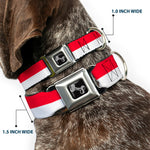 Dog Bone Seatbelt Buckle Collar - North Carolina Flag Stripe Red/White