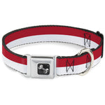 Dog Bone Seatbelt Buckle Collar - North Carolina Flag Stripe Red/White