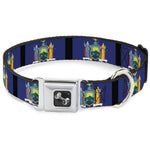 Dog Bone Seatbelt Buckle Collar - New York Flags/Black