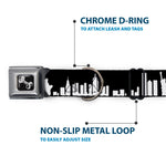 Dog Bone Seatbelt Buckle Collar - New York Solid Skyline Black/White