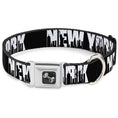 Load image into Gallery viewer, Dog Bone Seatbelt Buckle Collar - NEW YORK Bold/Skyline Silhouette Black/White/Black