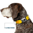 Load image into Gallery viewer, Dog Bone Black/Silver Seatbelt Buckle Collar - New Mexico Flag Yellow/Red