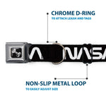 Dog Bone Black/Silver Seatbelt Buckle Collar - NASA Text Black/White