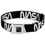 Dog Bone Black/Silver Seatbelt Buckle Collar - NASA Text Black/White