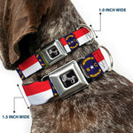 Dog Bone Black/Silver Seatbelt Buckle Collar - North Carolina Flag Continuous Repeat
