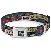 Dog Bone Seatbelt Buckle Collar - Only God Can Judge Me Blue