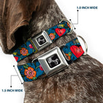 Dog Bone Seatbelt Buckle Collar - Only God Can Judge Me CLOSE-UP Blue
