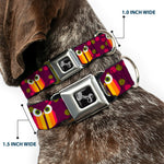 Dog Bone Seatbelt Buckle Collar - Owls Striped w/Swirls Purple